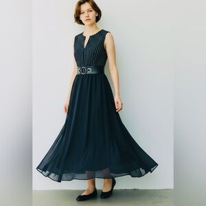 Marc Cain Navy Pinstripe Midi Dress size 2